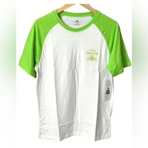 Patron Tequila Tee T Shirt Mens Size Medium Raglan Embroidered Logo White Green